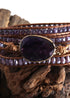 Boho Bracelet, RH 5 Layers Leather Wrap Bracelet, Natural Stones, Rose Quarts Silver